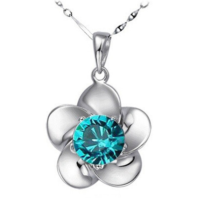 

Fashion Plum Blossom Rhinestone S925 Silver Pendant Necklace Jewelry Lovers Gift