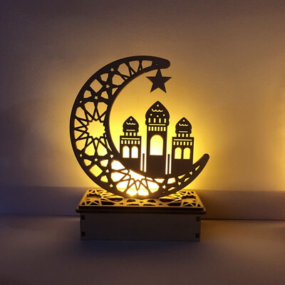 

LED Eid Mubarak EidMubarak Decoration Wooden DIY Muslim Islamic Palace Gift Decoration Style Moon Palace Moon Five-Pointed Star