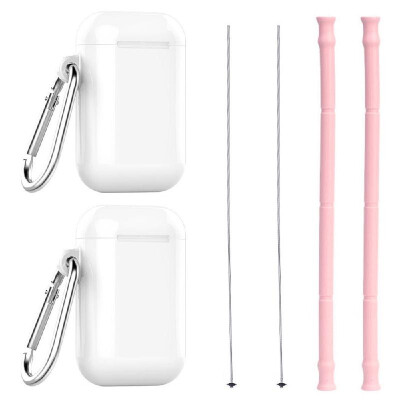 

2pcsset Reusable Silicone Collapsible Straws Bar Accessories Portable Collapsible Reusable Cleaning Brush Drinking Straws Party B