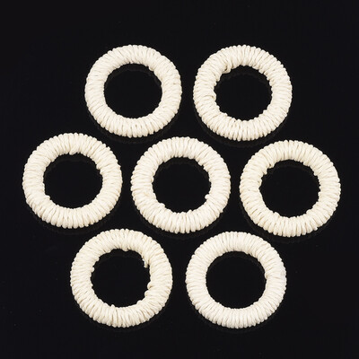 

Handmade Woven Linking Rings Paper Imitation Raffia Covered with Wood Ring AntiqueWhite 4042x78mm Inner Diameter 2426mm