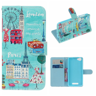 

MOONCASE Wiko Lenny3 Max Painted Pattern Leather Case - Postcard