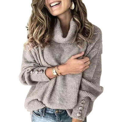 

Women High Turtleneck Knitted Sweater Jumper Winter Warm Coat Pullover Tops