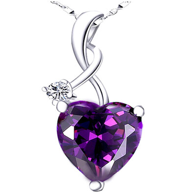 

Fahison Ruby Gemstone Heart Cut Pendant Topaz Necklace