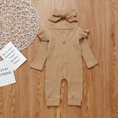 

Newborn Baby Girl Boy 2PCS Autumn Clothes Set Knitted Romper Jumpsuit Outfits