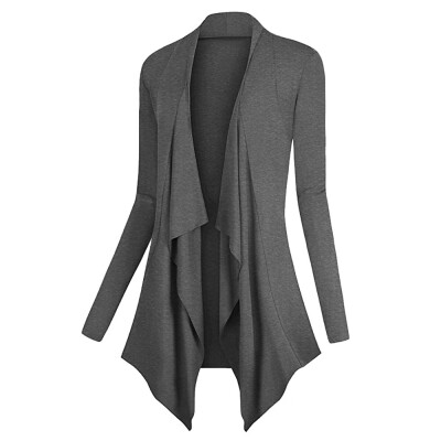 

Roseonmyhand Women Solid Drape Front Open Irregular Casual Cardigan Thin Coat Tops Outcoats