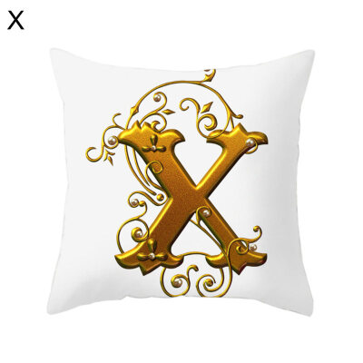 

Golden Alphabet Printed Pattern Pillow Case Cushion Cover Home Sofa Car Decor