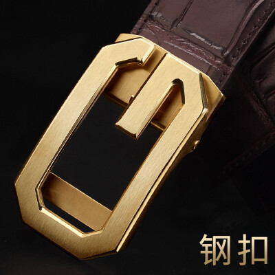 

Mens belt top layer cowhide stainless steel automatic buckle high-grade business leather belt mens letter buckle belt