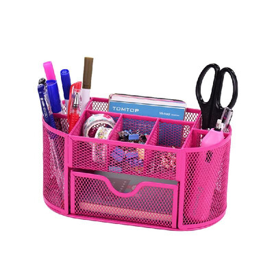 

9 Storage Compartments Multi-functional Mesh Desk Organizer Pen Holder Stationery Storage Container Box Collection Office School