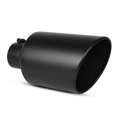 

4" Inlet 8" Outlet 15" Length Rolled Slant Cut Exhaust Tip Tailpipe Black SS