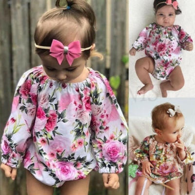 

Newborn Infant Baby Girl Peony Print Bodysuit Romper Long Sleeve JumpsuitHeadband Clothes Outfit Set