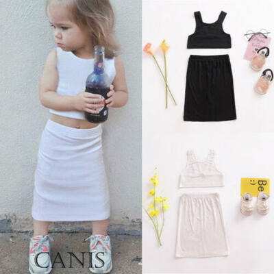 

AU Toddler Baby Girls Sleeveless Crop TopsLong Skirt Summer Outfits Sundress