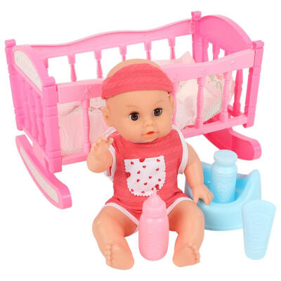 

Greensen Childrens Early Education Role Playing Companion Soothing Toy Male Doll with Baby Cradle