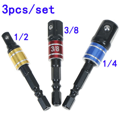 

3Pcs Power Screwdriver Driver Socket Drill Bit Adapter 14 38 12 Hex Shank