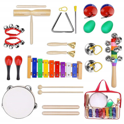 

Kids Musical Instruments Tamborines Drum Set 12Pcs Xylophone Percussion Toy