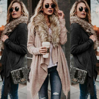 

Fashion Women Cardigan Fur Jacket Outerwear Tops Winter Warm Sweater Fluffy Coat