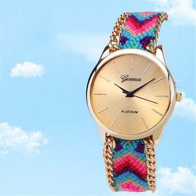 

2018 Waves Design Fashion Women leather watch Women Knitted Weaved Rope Band Bracelet Quartz Dial Wrist Watch 233