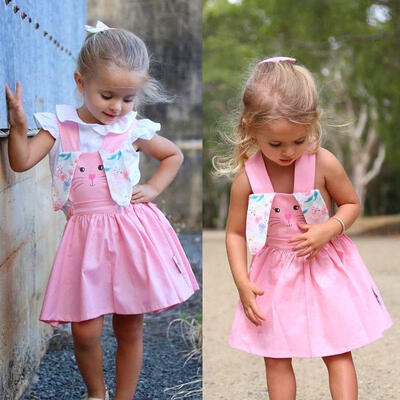 

Cotton Toddler Kids Baby Girl Bunny Ears Flower Sleeveless Dress Sundress Summer