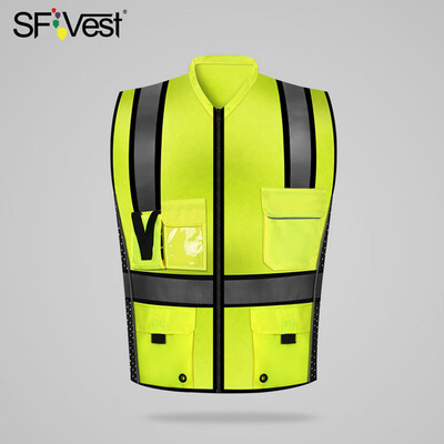 

SFVest High Visibility Reflective Safety Vest Reflective Vest Multi Pockets Workwear Security Working Clothes Day Night Motorcycl