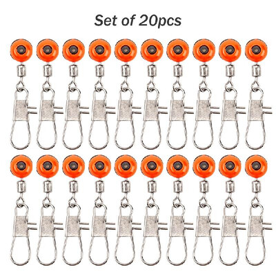 

20Pcs Fishing Space Beans Rolling Swivel Float Connectors Running Beads Snap Links Swivels Fishing Accessories