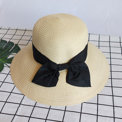 

Sun Lis Japanese Sunshade Fishermans Cap Pure Colour Foldable Butterfly Tie Straw Cap Small Fresh Sun Cap Nuxia