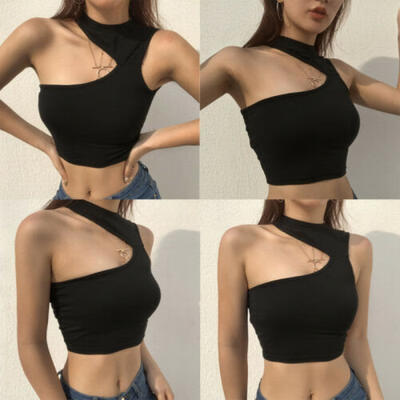 

Fashion Summer Women Casual One Shoulder Tank Top Vest Blouse Crop Top Shirt USA