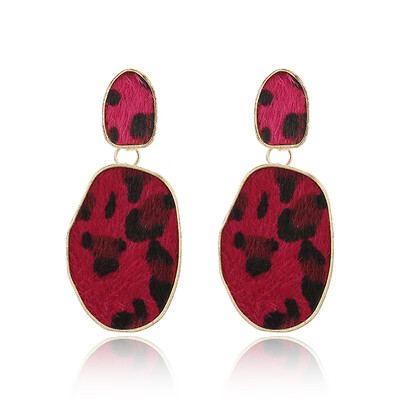 

Geometric Round Square Drop Earrings Women Leopard Print Long Dangle Earrings Bohemia Fashion jewelry