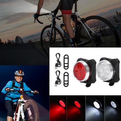 

Greensen Bicycle Front Headlight Rear LED Light Set USB Rechargeable Cycling Safety Warning Lamp