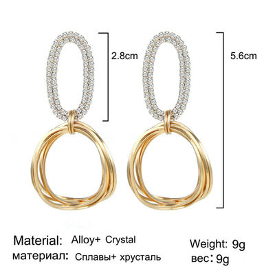 

Korean Trend of Earrings in 2019 Silvery Stars geometry Round Irregularity Drop Earrings Crystal Long Party Jewery
