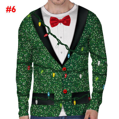 

Funny Mens Christmas 3D Printing Long Sleeve Casual T-Shirt Tops Tee Xmas Shirt