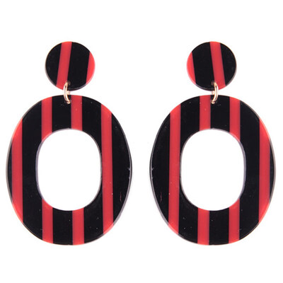 

Evening Party Vintage Women Striped Circle Pendant Stud Earrings Jewelry Gift