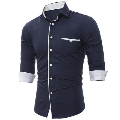 

Turndown Collar Edging Pocket Shirt