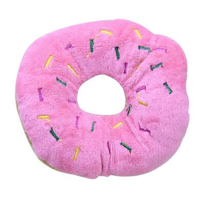 

Cute Donut Pet Dogs Cats Chew Bite Squeaker Quack Sound Plush Play Toy