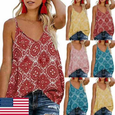 

US Womens Cold Shoulder Loose T-Shirt Sleeveless Casual Summer Tops Blouse Tee