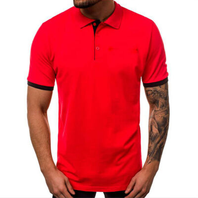 

Summer Mens Slim Fit Shirt Short Sleeve Casual Solid Color T-Shirt Top Tee