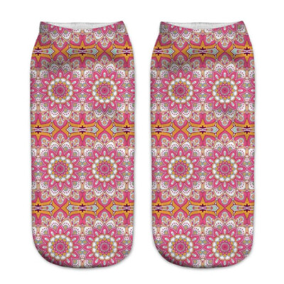 

New Arrival Short Mandala Socks Women 3D Print High Quality Polyester Beauty Flower Low Cut Ankle Socks