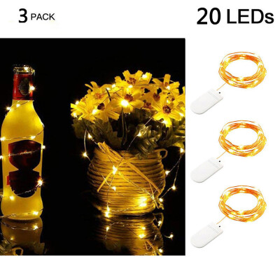 

Gobestart 3Pcs 20LED Fairy Lights Battery Starry String Copper Wire Decor Christmas