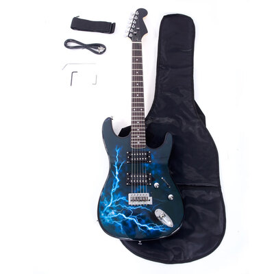 

Ktaxon New Lightning Style Black Electric Guitar StrapCordGigbagPicks