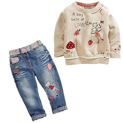 

Flower Kids Baby Girls Clothing Sweater Blouse Jeans Pants suit Cartoon Outfit