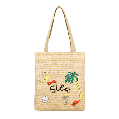 

Summer Women Durable Woven Straw Beach Bucket Shoulder Bag Casual Tote