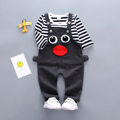 

Toddler Kids Baby Boys Girls Stripe T-shirt TopsCartoon Eyes Pants Set Outfits