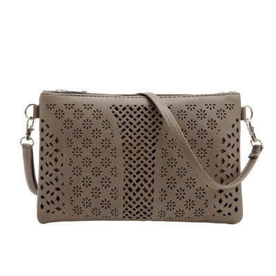 

Vintage Women Hollowed Crossbody Shoulder Bag Zip Faux Leather Envelope Pouch