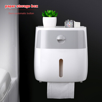 

Wall-mounted Waterproof Press-open Double-deck Paper Towel Boxes Rolled Paper Holder Toilet Bathroom