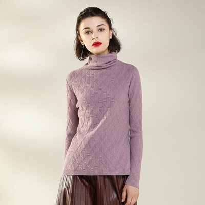 

QIANMUCHUN Womens High Lapel Collared Cashmere Sweater Fashion 5799