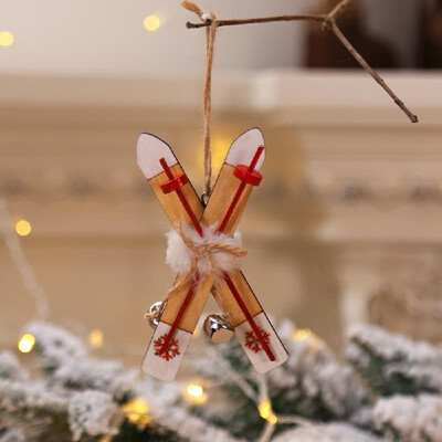 

Wooden Sleigh Pendant Christmas Tree Window Hanging Widget Christmas Fesitival Decoration