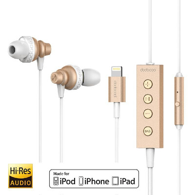

dodocool MFi Certified Hi-Res In-ear Stereo Earphone with Lightning Connector Remote&Mic - 24 bit High-Resolution Audio