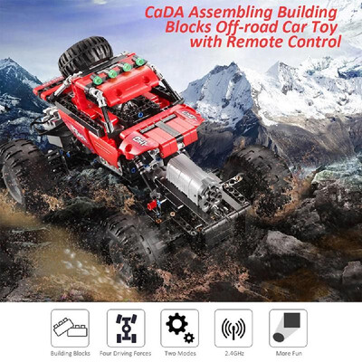

Cada DOUBLE E 489PCS 24G Remote Control Off-road Car Climbing Racing Building Blocks Bricks Technic Car Children DIY Assemble RC
