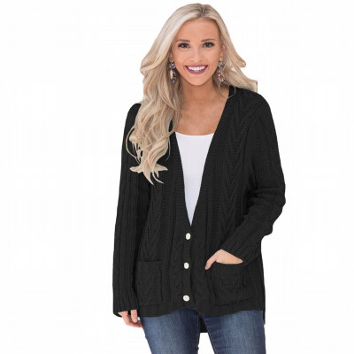 

Cardigan Sweater womens Deep V-neck Button Long Sleeve Knit Cardigan