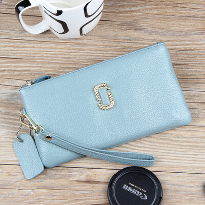 

The first layer of cowhide 2019 new womens bag leather multi-card ladys clutch bag long paragraph banknote wallet wallet