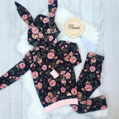 

UK Newborn Baby Girl Clothes Flower Hooded TopsLong Pants Outfit Set Tracksuit