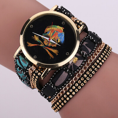 

New ethnic style series multi-color circle ladies watch